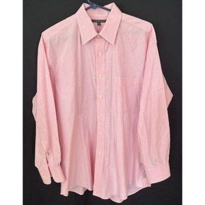 Tommy Hilfiger Men's Pink And White Gingham Long Sleeve Button Down Shirt Sz Lg